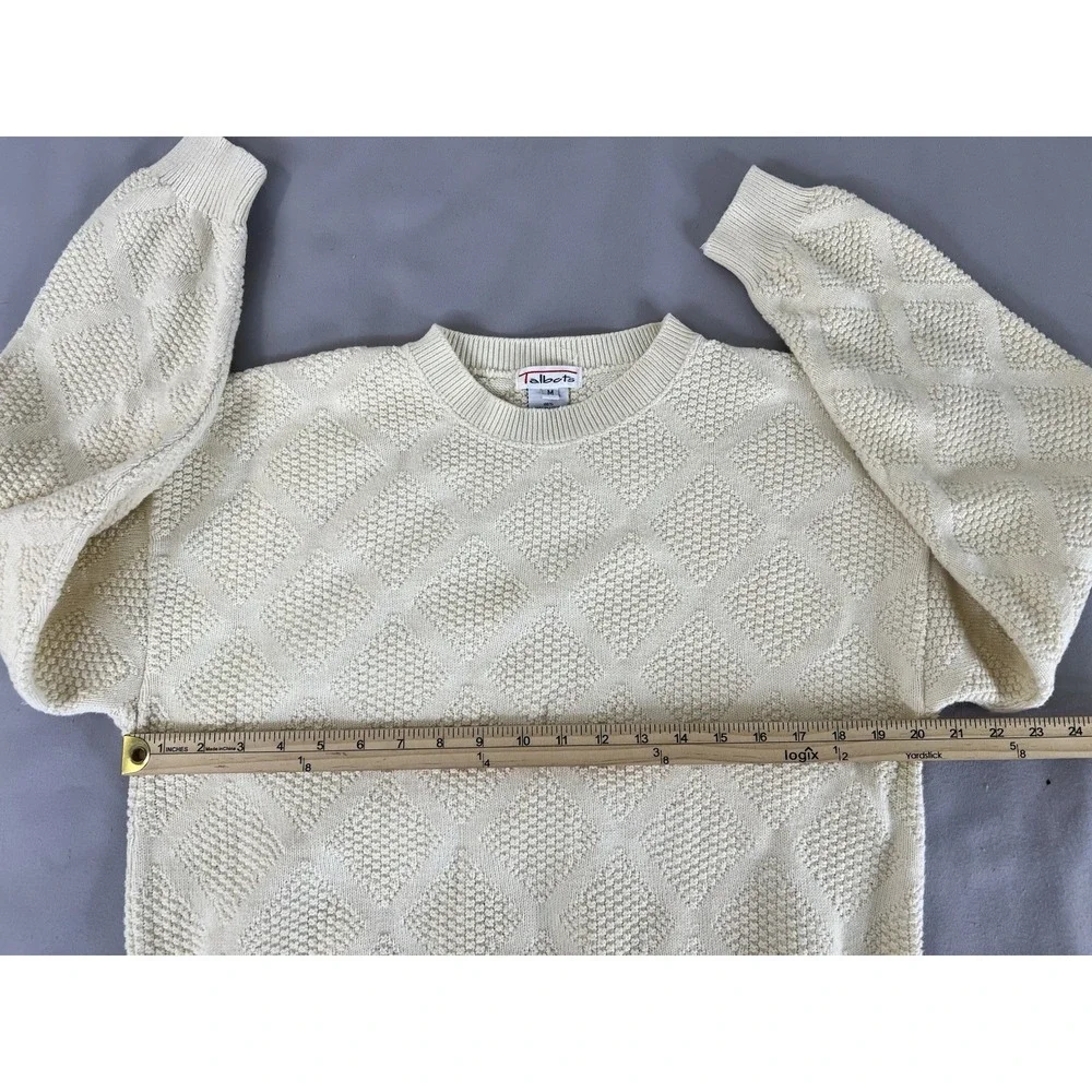 Vintage Talbots Ivory Rombo Women's Sz Medium Made USA ‎ Y2K